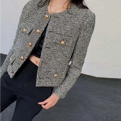 Coat Women Winter Jacket New Autumn and Winter Korean Women's Single-breasted High-quality Chic Tweed Retro Top Coat Women 2022