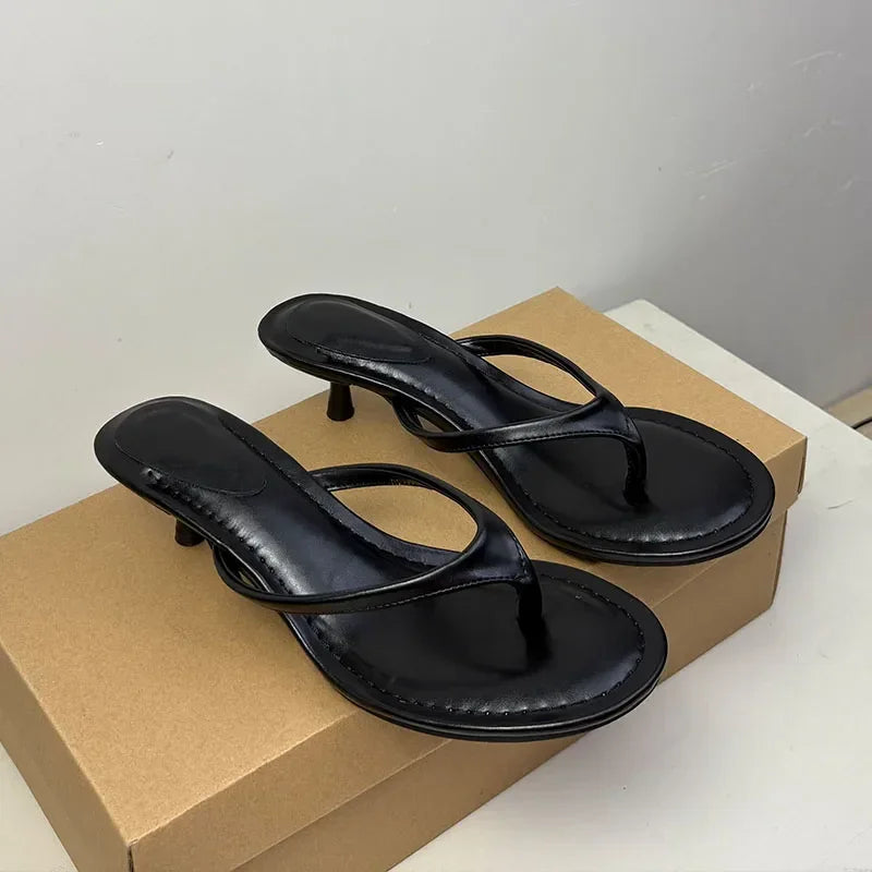 Female Slip On Footwear Elegant Heeled Sandals Shoes For Women Round Toe Fashion Shallow Modern Ladies Low Heel Sandals Shoes
