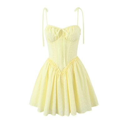 Summer dress 2024 Women Sexy  White Mini Dressses Lace Embroideryed Bodycon Dress Korean Fashion Ruffle Cami Dresss Back Lace Up