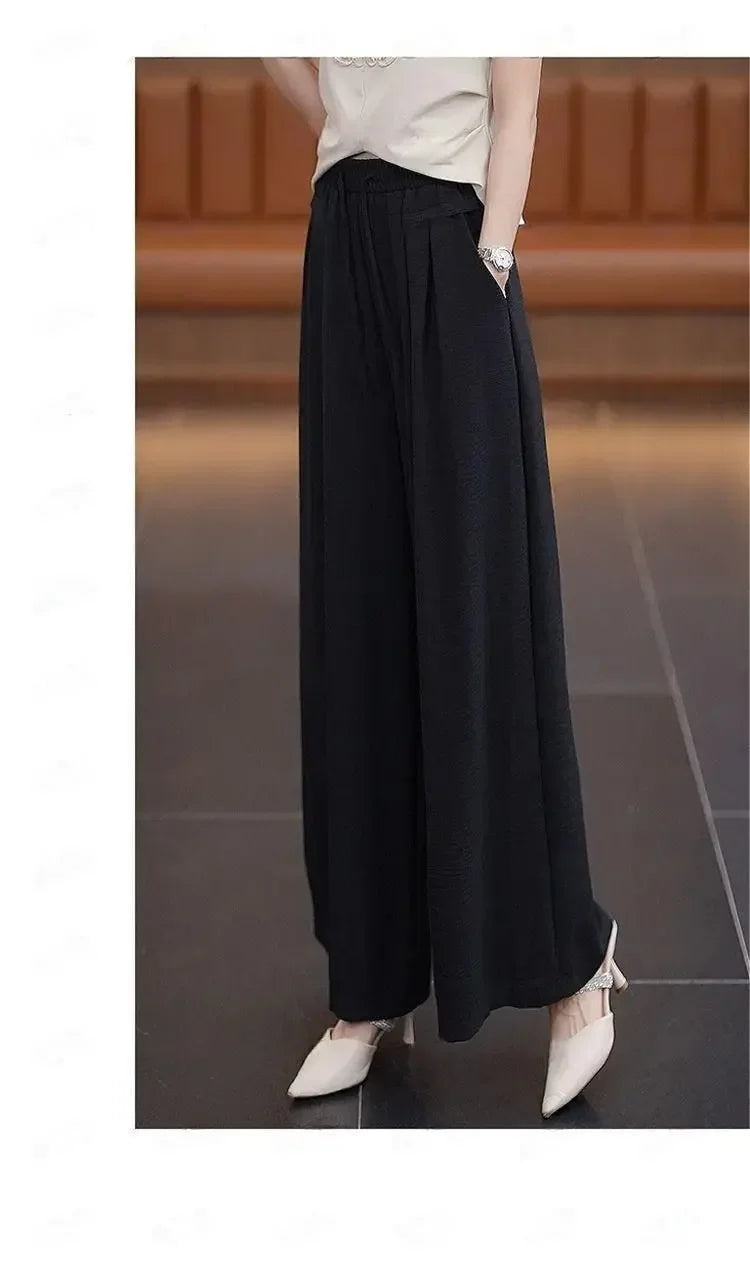 Women's Wide-leg Pants Spring Summer New High-waisted Slim Straight Pants New Chinese Style Draped Loose Fashionable Skirt Pants
