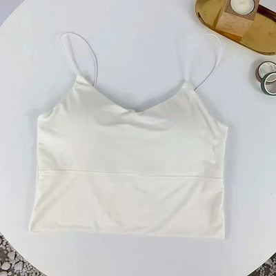 Women Summer Vest Tops Sleeveless Cotton Bustier with Pads