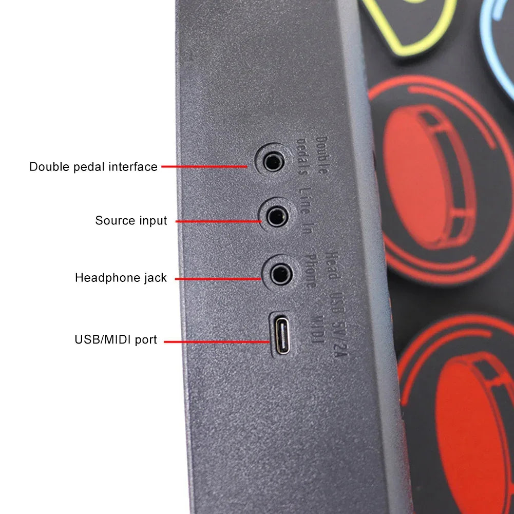 Electronic Drum Set With Drum Sticks Pedals Music Drums 9 Pad Roll-Up Drum Musical Electronic Drums Instrument For Kids Adults