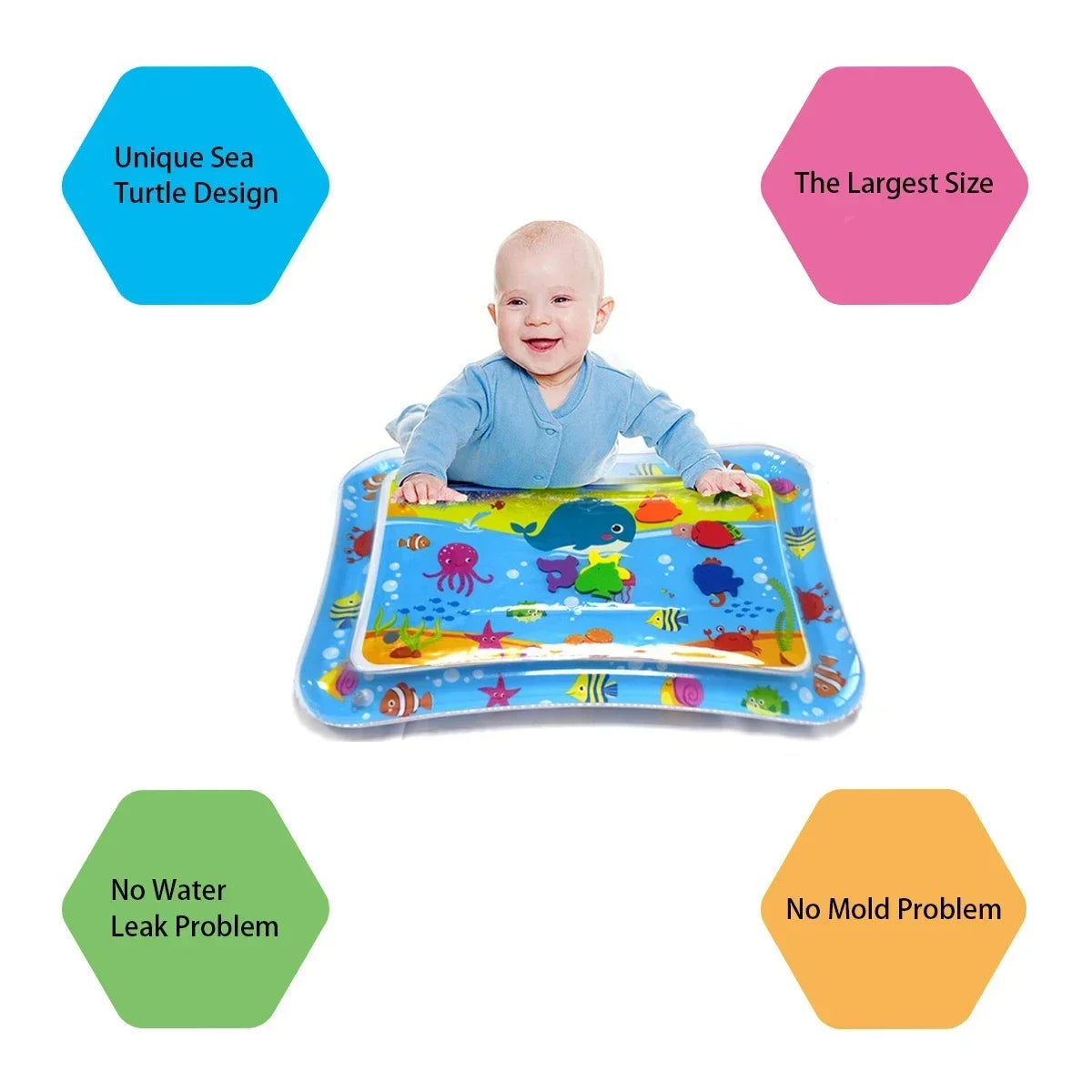 Summer Inflatable Water Mat PVC Playmat Toddler Activity Play Center Water Mat for Babies Early Education Developing Summer Toy