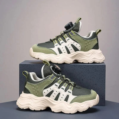 Children's Sports Shoes New Fashion Boys' Casual Sneakers Soft Soled Boys' and Girls' Rotating Buckle Anti Slip Running Shoes