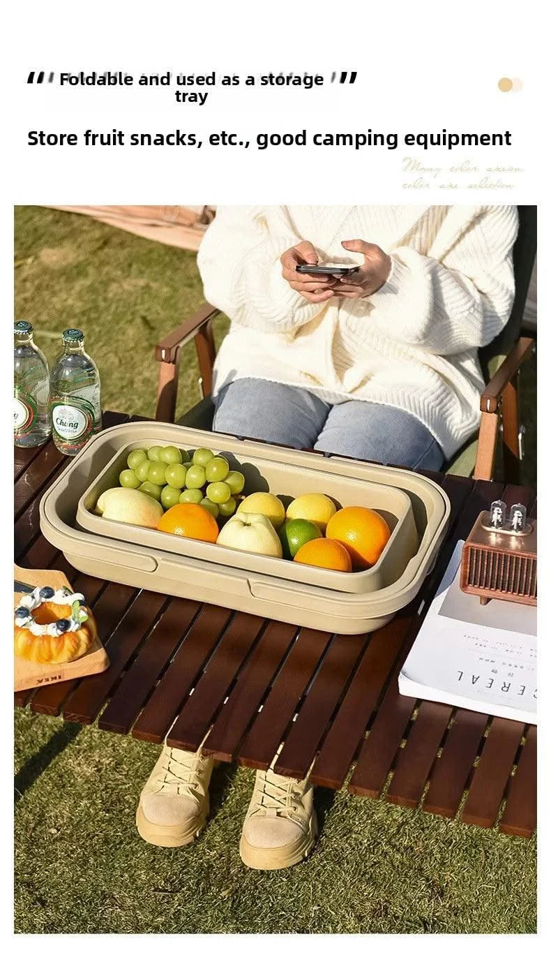 garden  Multi functional hand-held basket storage box for picnic, outdoor camping, picnic basket set, folding water bucket
