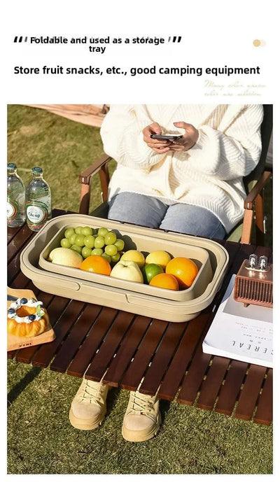 garden  Multi functional hand-held basket storage box for picnic, outdoor camping, picnic basket set, folding water bucket