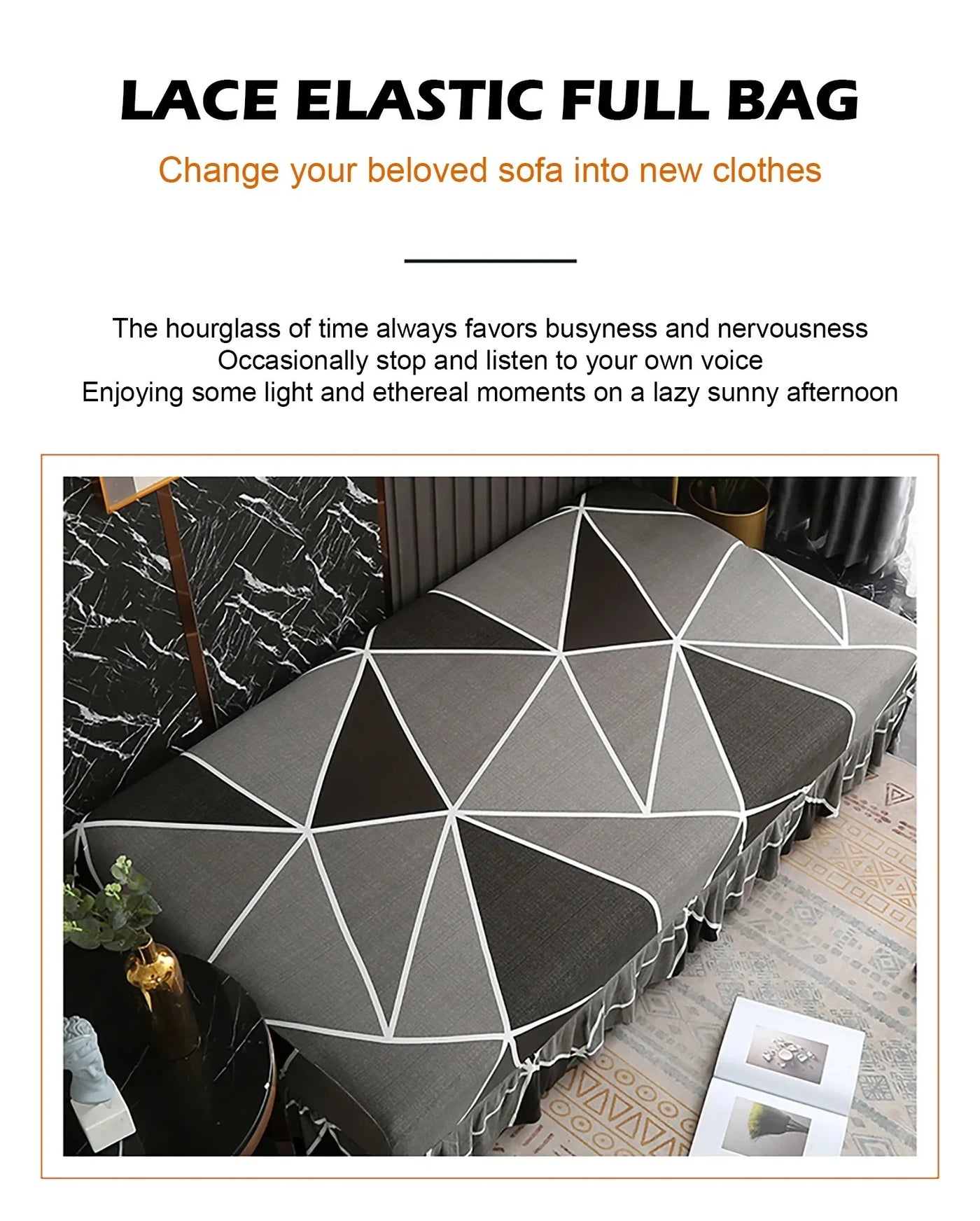 1/2/3Seater Sofa Bed Cover with Skirt Elastic Printing Seat Cover Armless Sofa Bed Cover Sofa Covers for Living Room Home Decor