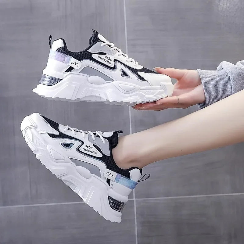 Sports shoes for women 2025 new fashion Korean version trendy fly woven breathable anti slip lightweight running shoes