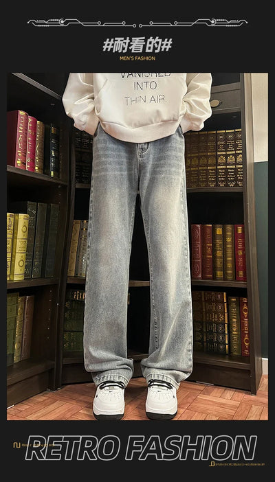 Autumn New Men's Jeans Baggy Straight Wide Leg Male Fashion Vintage Denim Pants Men Youth Popular Brand Streetwear Jean Trousers