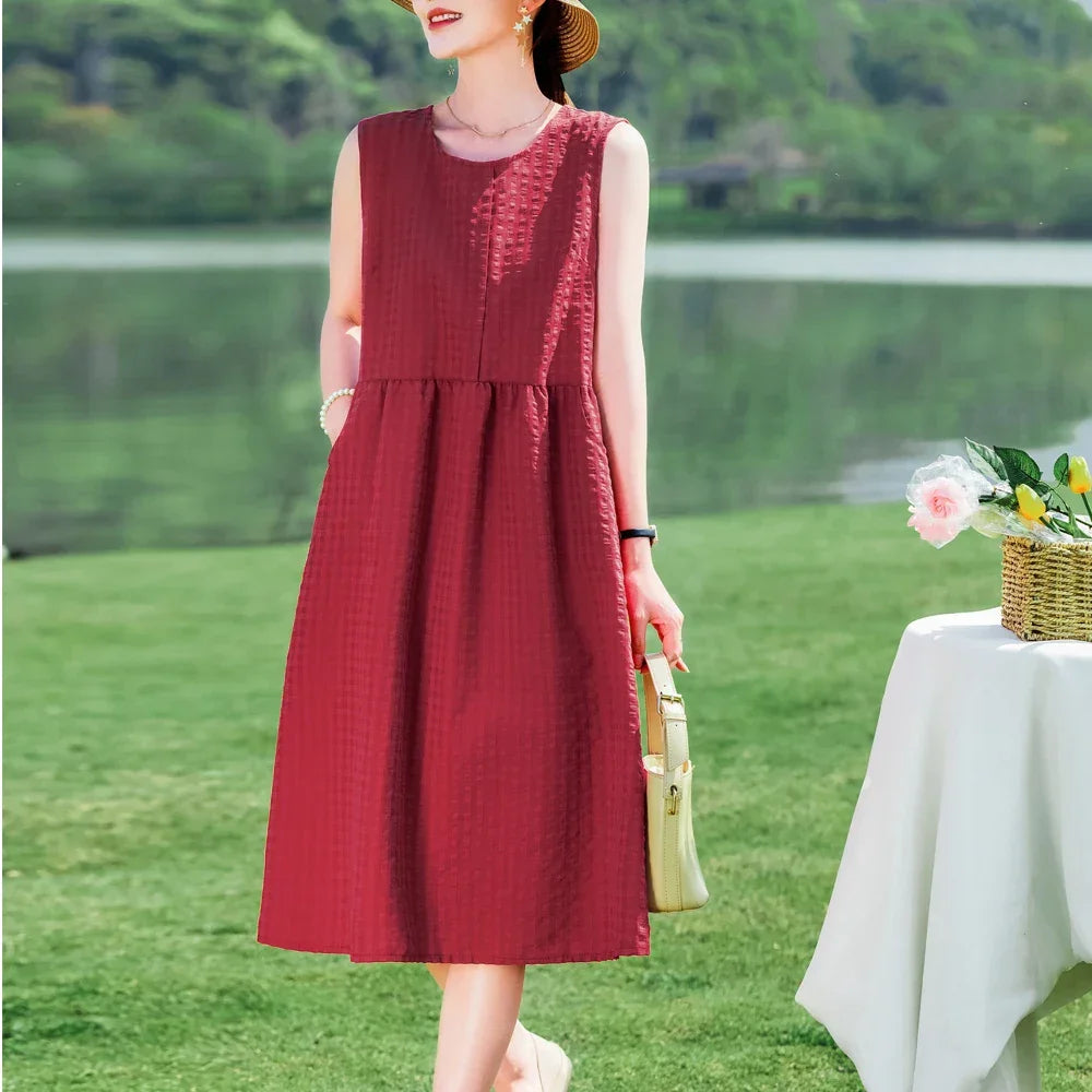 New Arrival Solid Summer dresses for Women Sleeveless plus size dresses vestido verano mujer