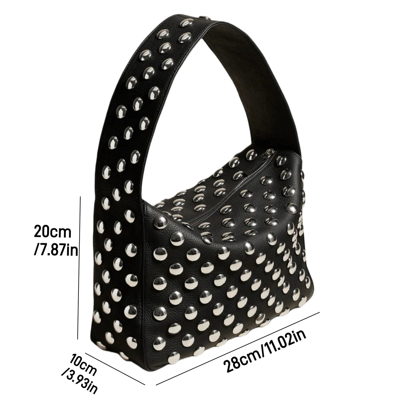Fashionable Studded Purses Shoulder Hobo Bag Punk Women Small Shouder Purse Vegan Leather Designer Handbags Streetwear