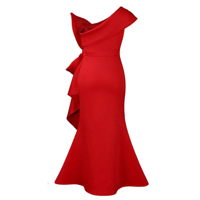 Elegant Dresses for Women 2024 New One Shoulder Ruffles Mermaid Floor Length Luxury Female Birthday Party Dinner Vestidos Mujer