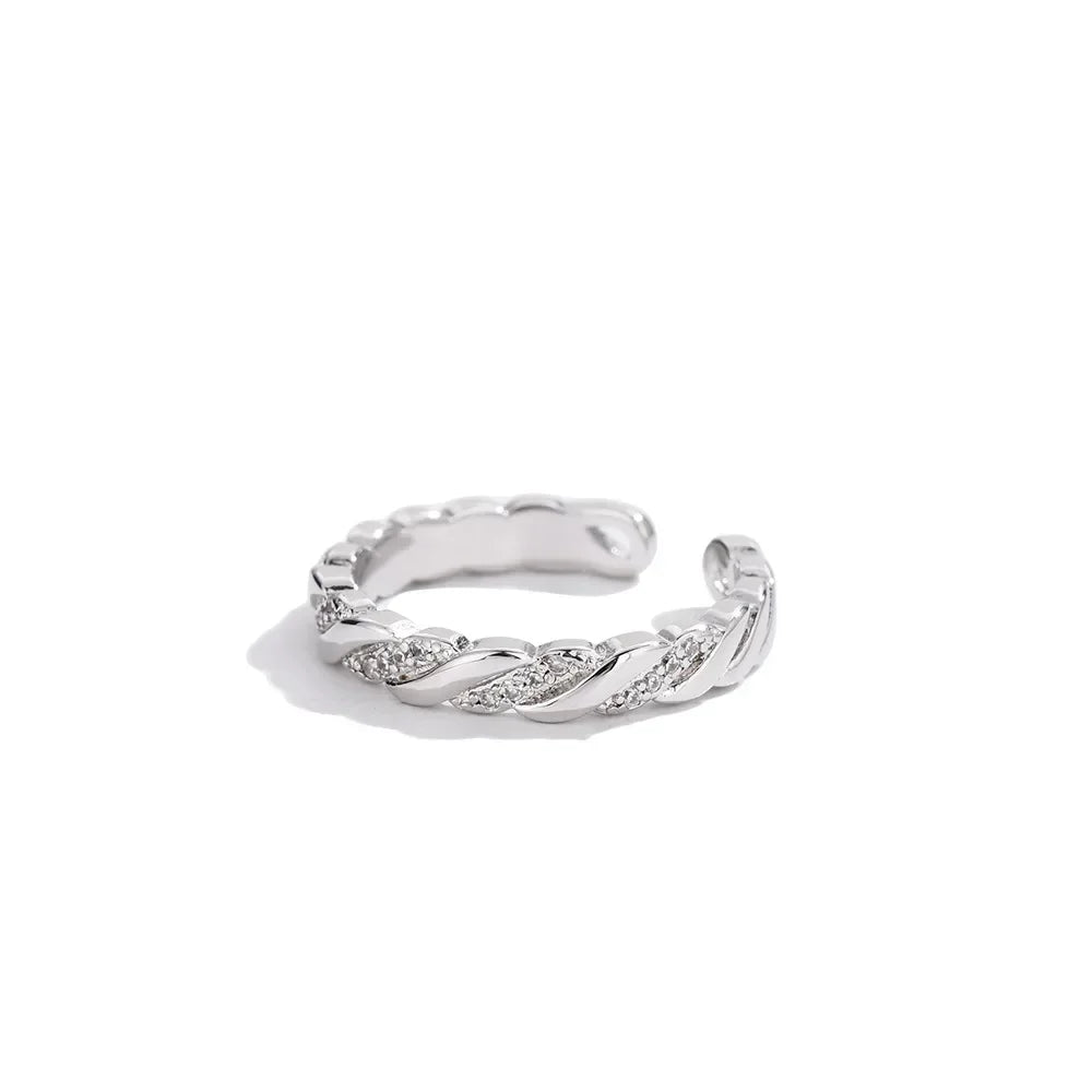 Luxury W Letter Ring - Gold Plated with Row Diamonds, Elegant Adjustable Statement Piece, Dainty Feminine Jewelry