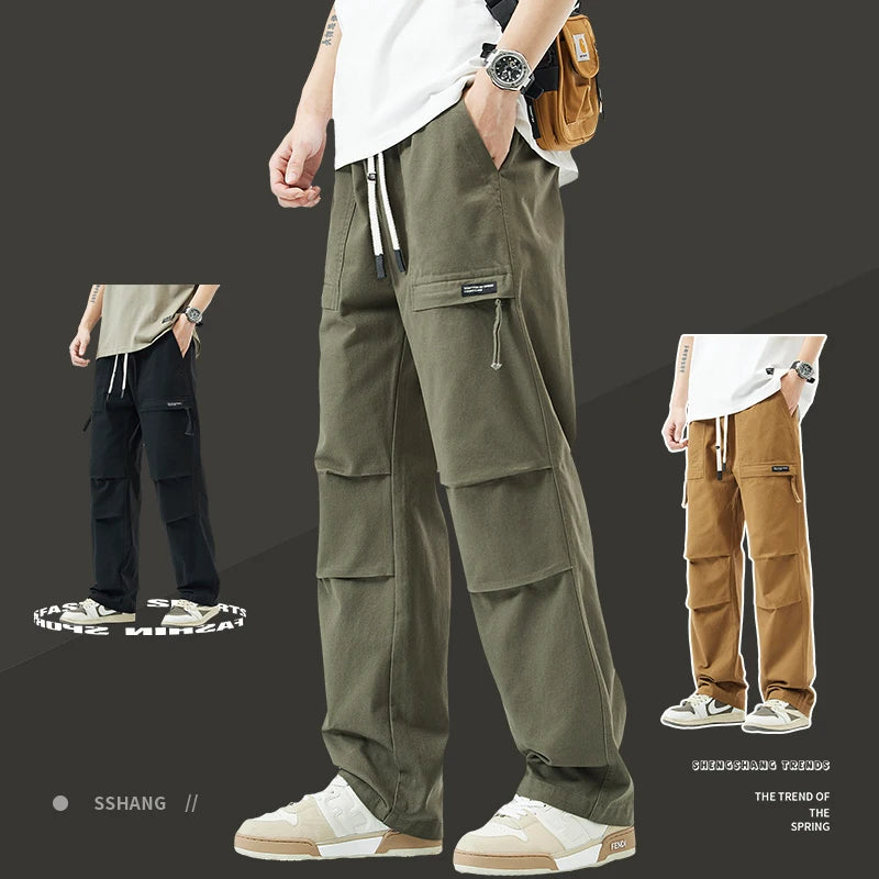Trousers Male Y2k American Casual Multi-bag Loose Straight Trousers Sport Men's Clothing Male Jeans Pants New in Pants Man Set