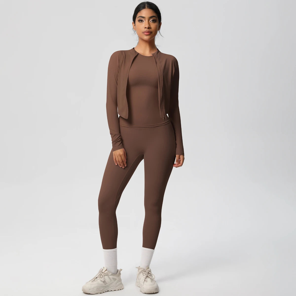 Women Sportswear Yoga Set Workout Clothes Athletic Wear Sports Gym Legging Fitness Top Long Sleeve Yoga Suit ﻿