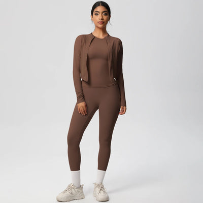 Women Sportswear Yoga Set Workout Clothes Athletic Wear Sports Gym Legging Fitness Top Long Sleeve Yoga Suit ﻿