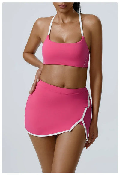 Women Yoga  Workout Set Bra and Shorts Two Piece Patchwork Open Sexy Back Elastic Fitness Sexy Yoga Outfit Sport  Women