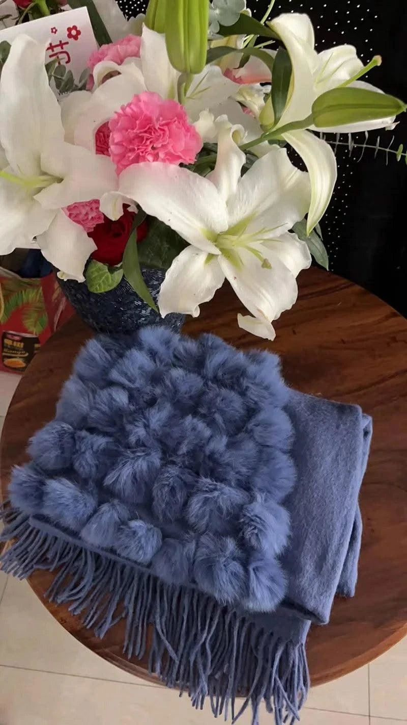 Winter Thick  Genuine Rabbit Fur Scarf for Women