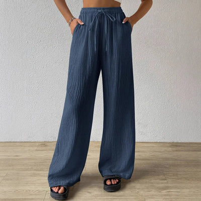 Wide Leg Floor Length Pants Women Drawstring Pant Loose Y2k Streetwear Capris Pockets Casual Sports Summer High Waist Basics