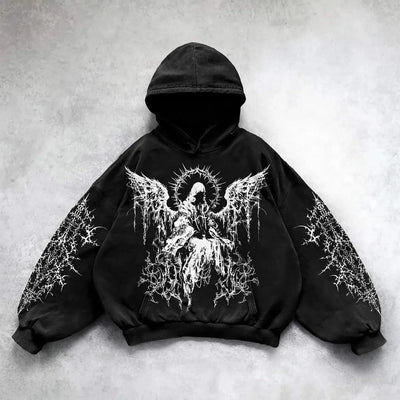 High Street Y2K Zipper Hoodie Graphic Print Rock Gothic Zip Up Hooded Sweatshirt Harajukus Streetwear Vintage Pullover hoodies