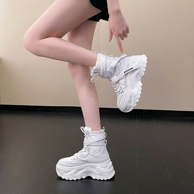 Women's Boots Platform Luxury Designer Shoes for Women  Lace Up Chunky Shoes Breathable Comfort  Ankle Boots Botas De Mujer
