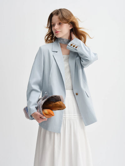 DUSHU Women's Light and Simple Commuting One-button Silhouette Suit 2025 Autumn New Casual Simple Short Jacket 25DS83087