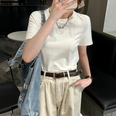 Oversized Summer T Shirts For Women Men Brown Casual Female Korean Streetwear Tees Unisex Basic Solid Young Cool Tops 2025