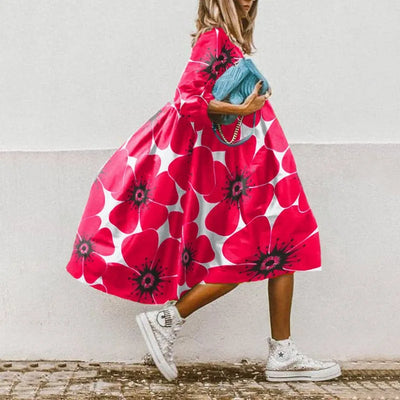 Dresses For Women 2023 Autumn New Loose Color Printed Vestidos Fashion Casua Party Vacation Ladies Bohemian Beach Dress MsChuh
