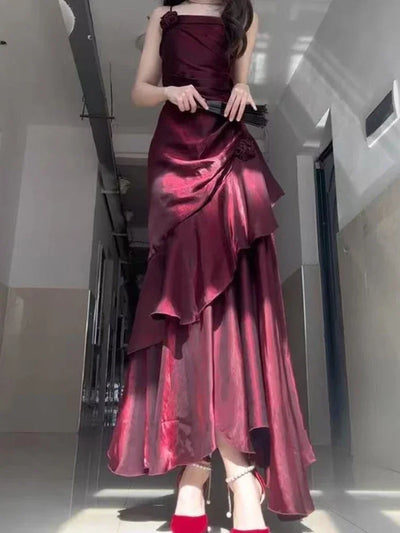 French Vintage Dress Women Lace Retro Elegant Evening Party Dress Female Sleeveless Chic Midi Dress 2025 Fashion Summer New