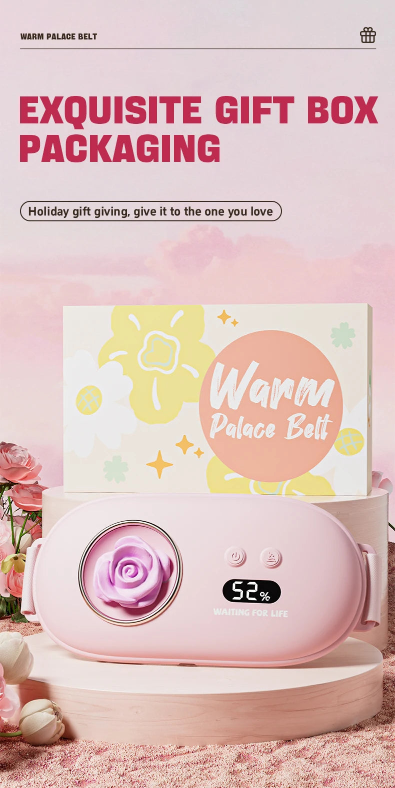 Women's uterus warming device+waist massager, warming the abdomen and relaxing the waist, understanding your gentle care