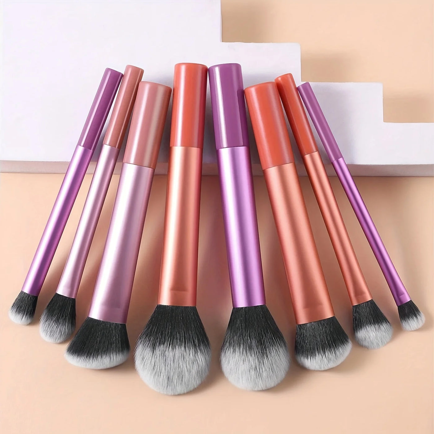 High-quality 8pcs/set Black Glossy Professional Makeup Brush Tool Kit Including Powder, Blush, Contouring, Eyeshadow, Highlighte