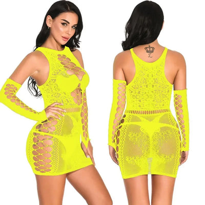 Sexy Sleepwear Babydoll Dress Bodysuit Lingerie Sexy Erotic Temptation Strapless Hollow Sleeveless Catsuit Nightgown Chemises