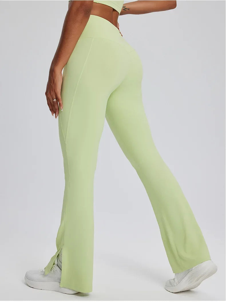 Yoga Leggings Women Bell-bottoms Fitness Leggings Running Cycling Pants Breathable Workout Gym Sports Tights High Waist Leggings