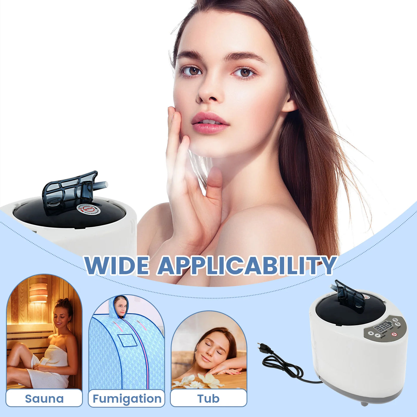 New 3L Sauna Steamer Machine 1000W US Steam Pot Generator with Protection Large Capacity Sauna Steamer for Bath Tub Sauna Room