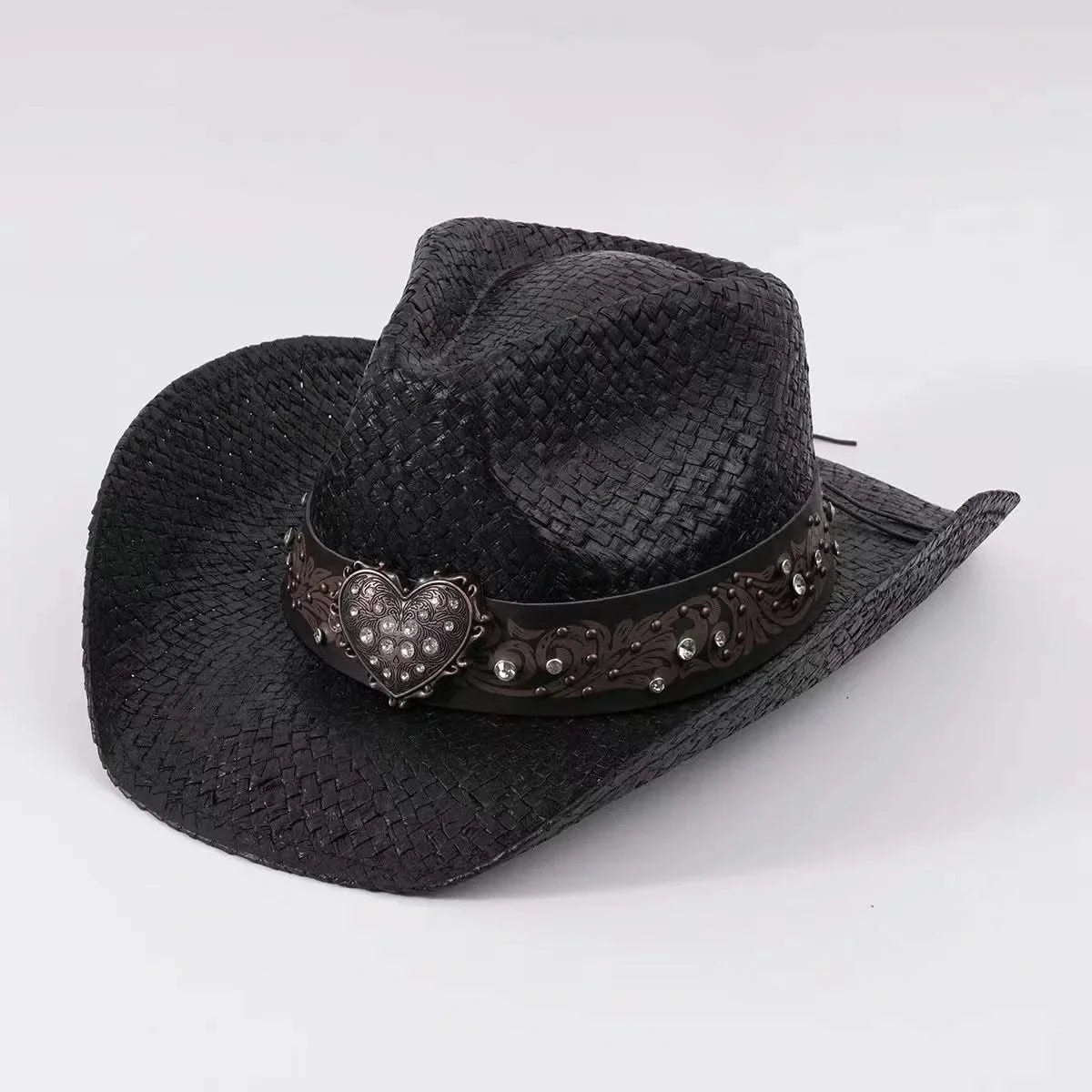 New Lake Blue Western Cowboy Straw Hat 2024 Spring and Summer New Outdoor Sun Hat Men's and Women's Cowboy Hat gorras