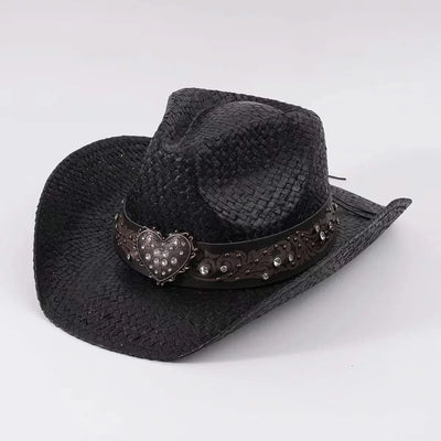 New Lake Blue Western Cowboy Straw Hat 2024 Spring and Summer New Outdoor Sun Hat Men's and Women's Cowboy Hat gorras