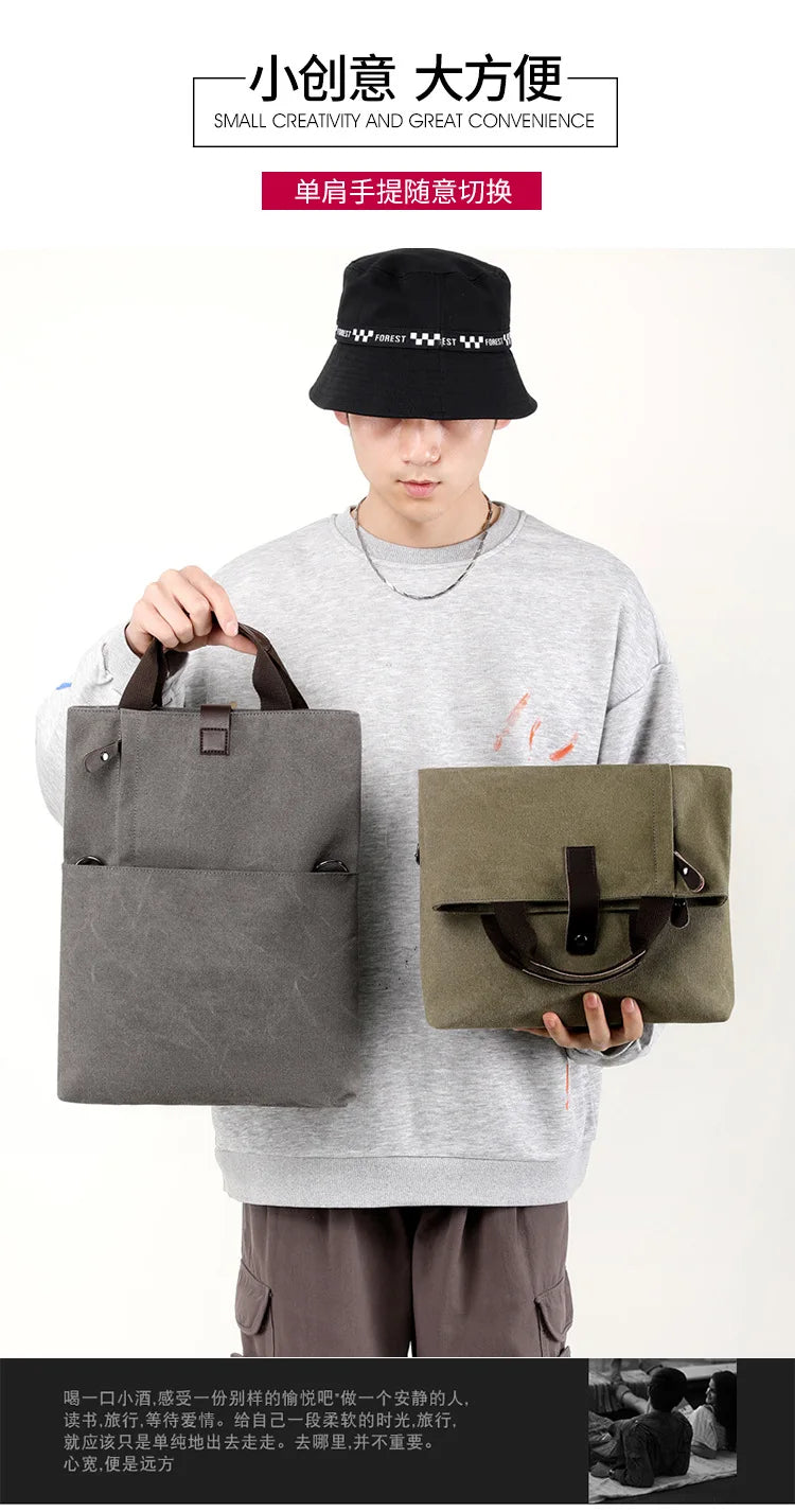 Men's Fashion Canvas Shoulder Bag Business Travel Crossbody bags Men Multifunctional Messenger Bags Briefcase Men Handbags Totes