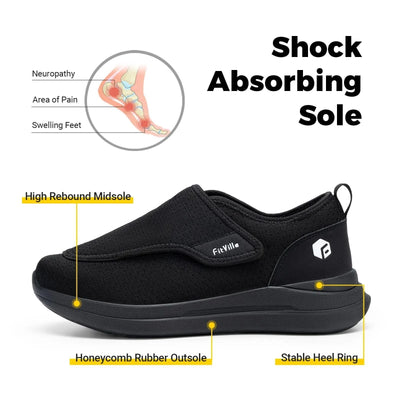 Orthopaedic Extra Wide Elderly Men's Diabetic Shoes for Swollen Feet | Adjustable Foot Pain Relief Walking Shoes