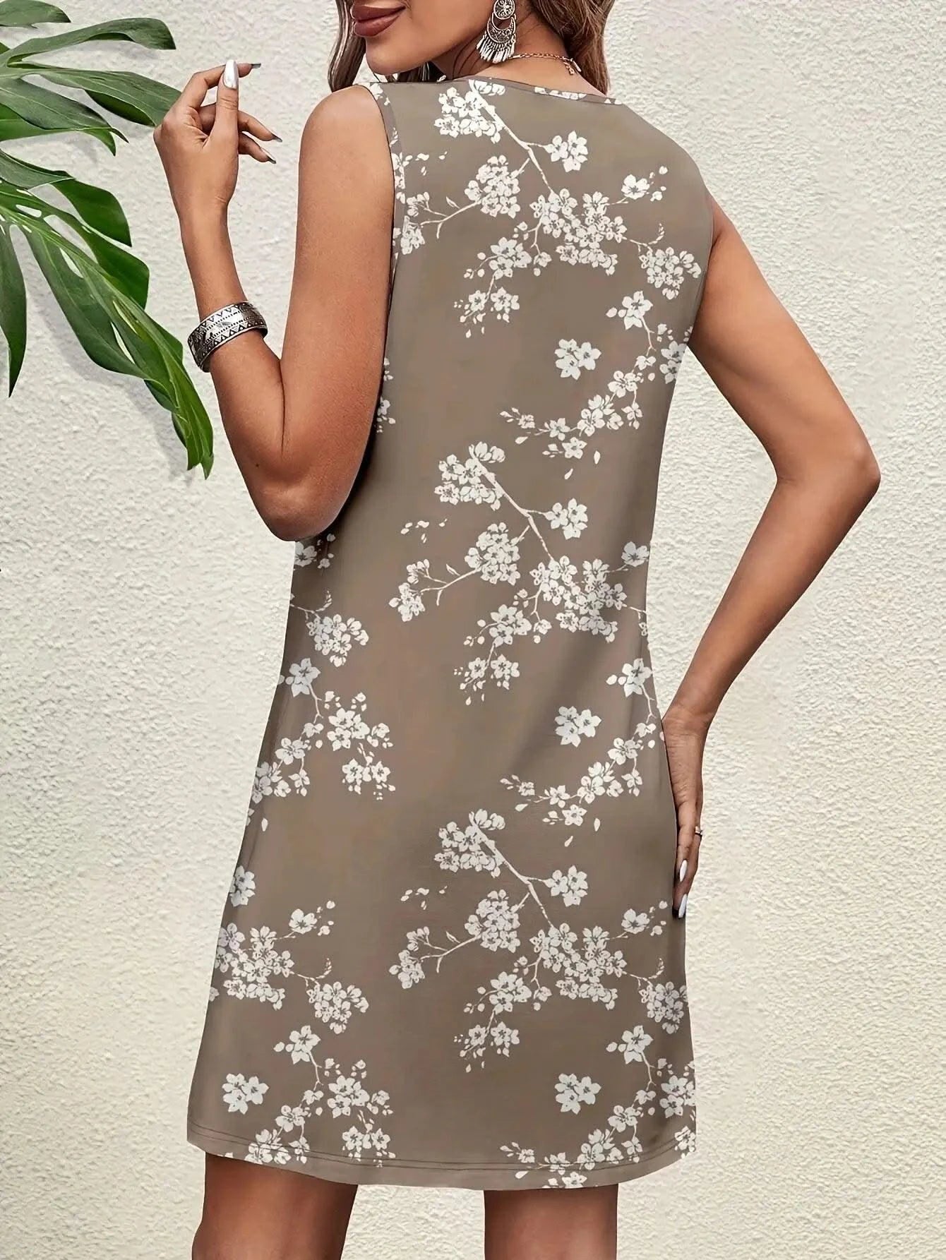 Floral Print Elegant Midi Tank Dresses For Women