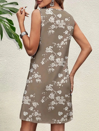 Floral Print Elegant Midi Tank Dresses For Women