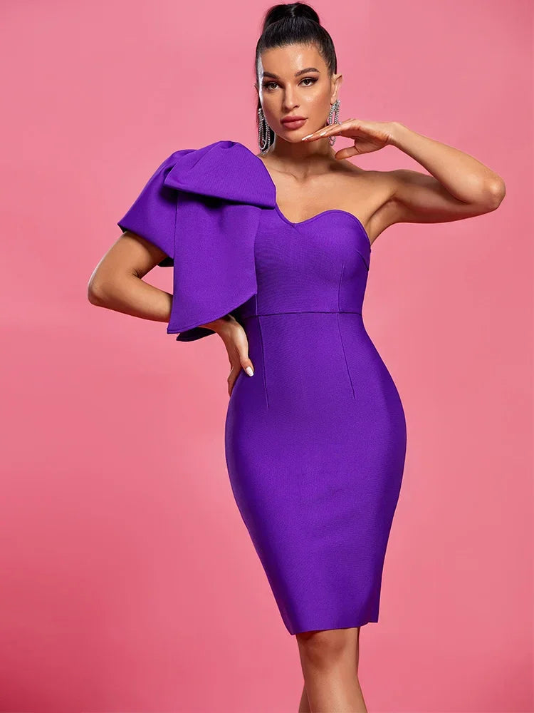 Evening Bandage Dress White Elegant Party Dresses for Women Ruffle Sexy One Shoulder Birthday Club Outfit 2023 Summer New