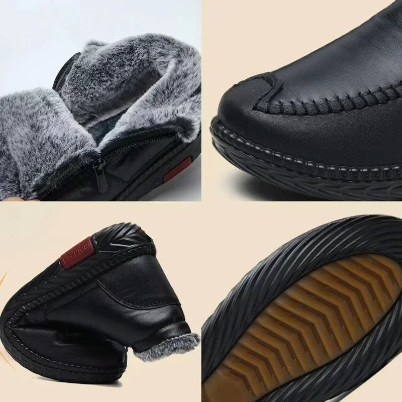 2024 Women's Boots Plush Female Shoes Anti-slip Womens Snow Boot Winter Cotton Leather Shoes Casual Ankle Boots Botas Mujer