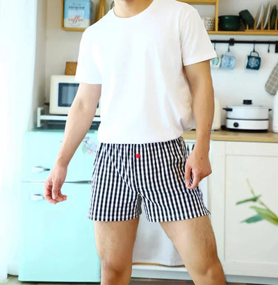 Men's Cotton Arrow Boxers Casual Plaid Elastic Waist Underwear Summer Loose Breathable Beach Pants Boxer Shorts Youth Panties