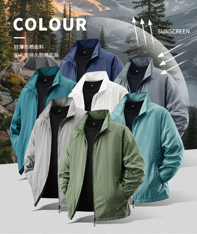 Summer Sunscreen Jacket Men's Casual Quick Dry Breathable UV Coat Outdoor Cycling Camping Fishing Lightweight Skin Windbreaker