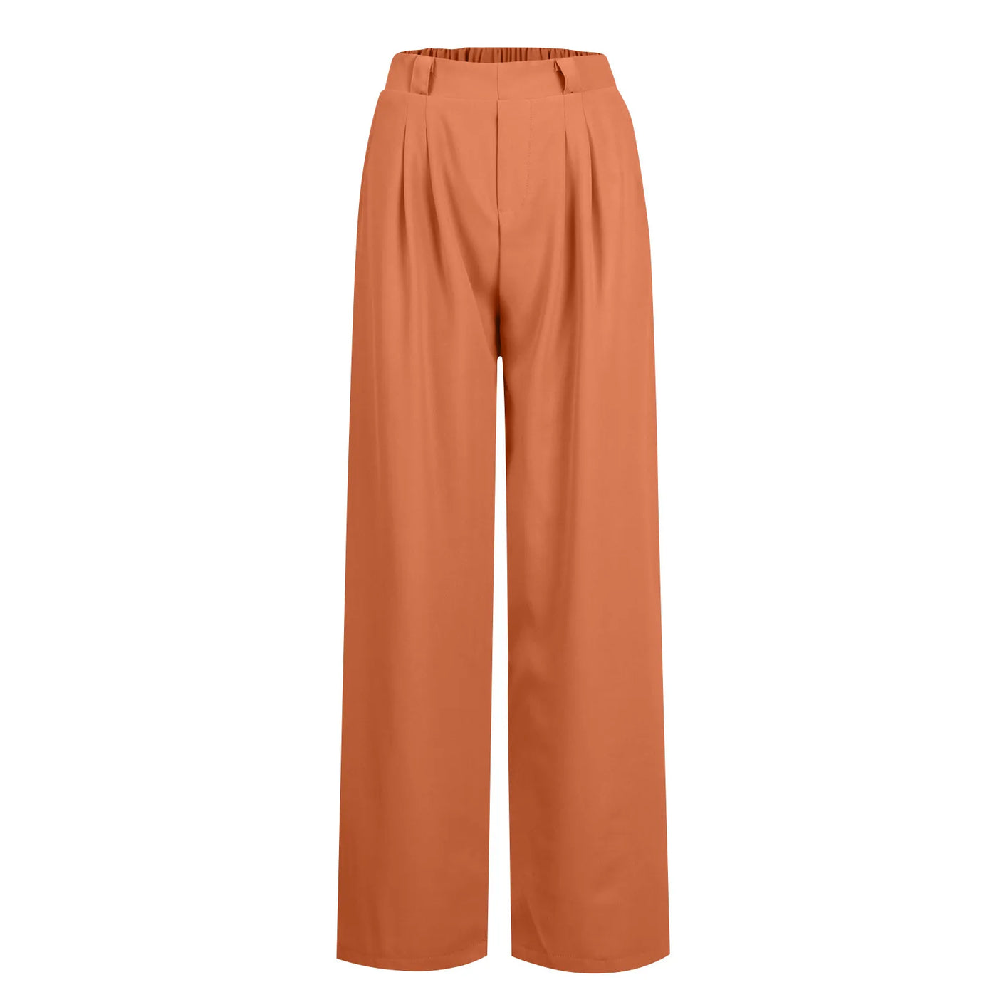Wide Leg Pants Elastic High Waist Casual And Versatile Suit Pants For Female Simple Fashion Nine Length Trousers With Pockets