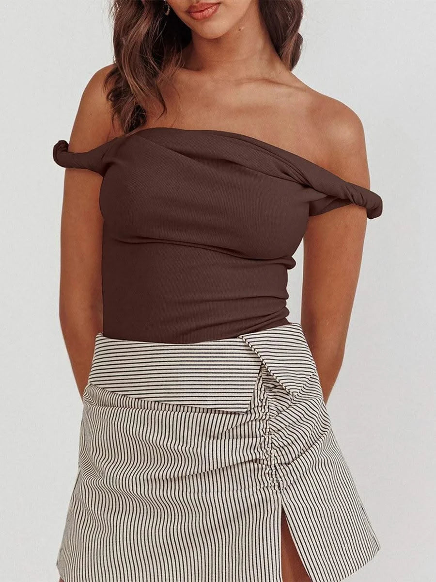 Women Twisted Off Shoulder Tank Tops