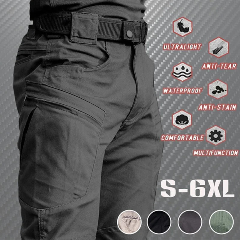 2025 Summer Men's Casual Cargo Trousers Outdoor Sports Pants Multi Pockets Tactical Pant Waterproof Camping Fishing Men Clothing