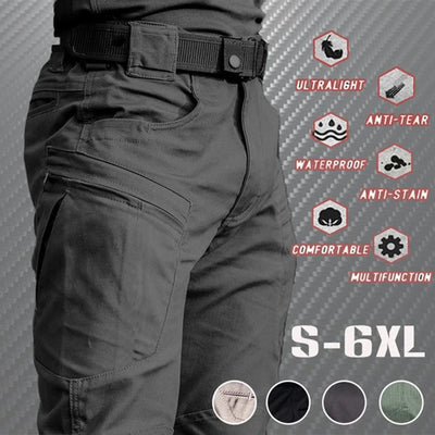 2025 Summer Men's Casual Cargo Trousers Outdoor Sports Pants Multi Pockets Tactical Pant Waterproof Camping Fishing Men Clothing