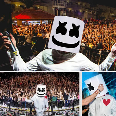 LED Marshmallow Mask Light Up Full Face DJ Helmet For Halloween Cosplay, Rave Music Festival Party Luminous Headgear