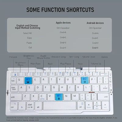 JOMAA Portable Mini Foldable Bluetooth Keyboard for Tablet Phone Laptop Rechargeable Folding Wireless keyboard with Hoder Stand